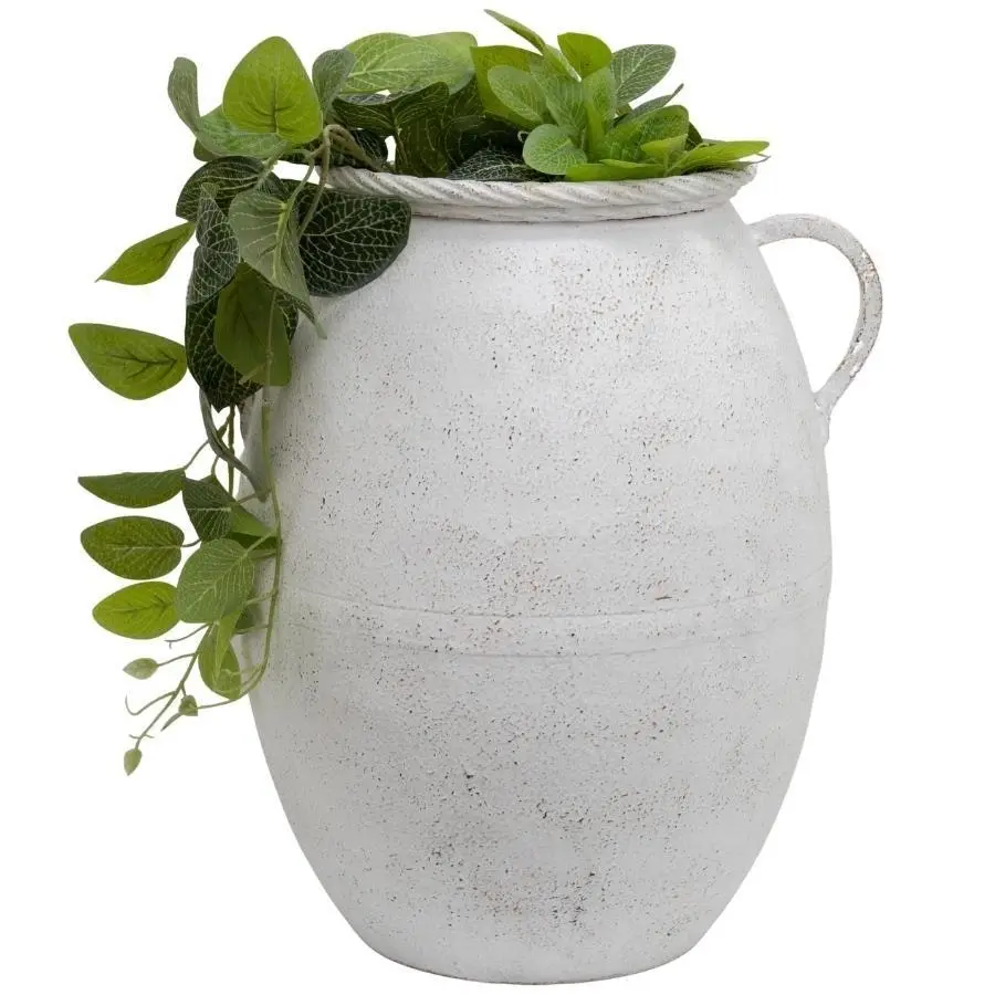 Willow & Silk Metal 42cm White 2-Handle Garden Flower Pot/Vase/Planter