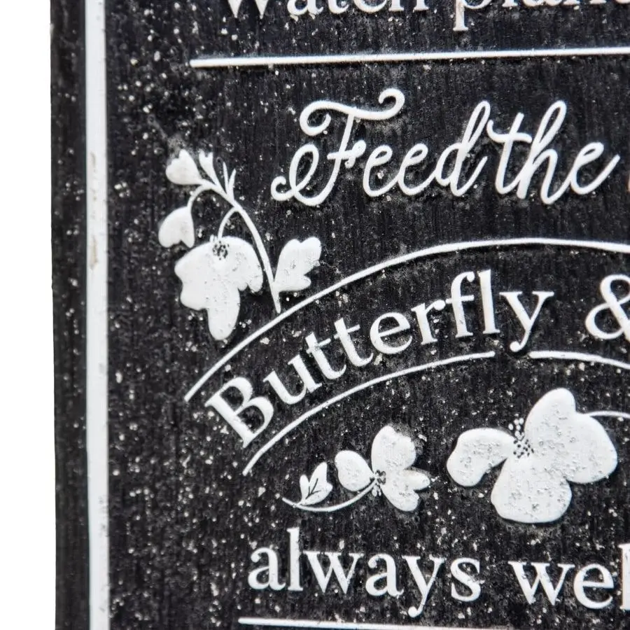 Willow & Silk 68cm Black 'Garden Rules' Plaque Sign Wall Art