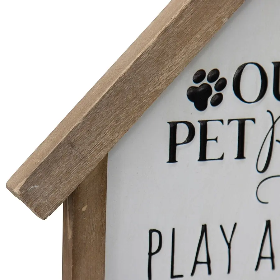 Willow & Silk Pet Room Plaque White Wooden 66cm 'Pet Rules' Sign Wall Art