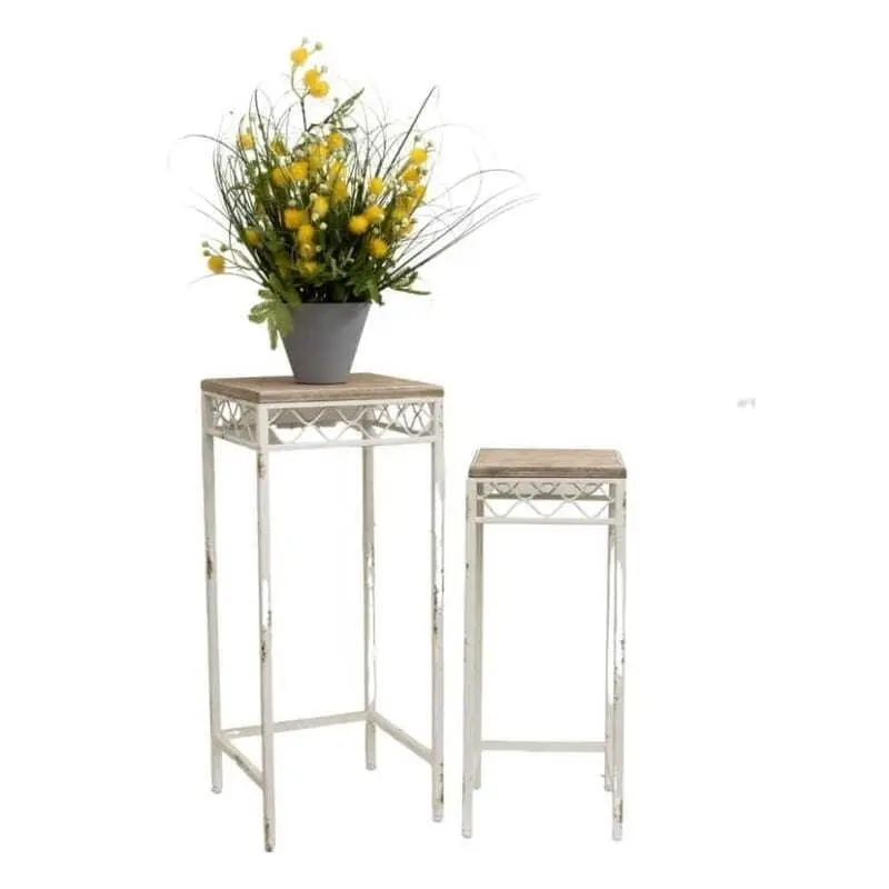 Willow & Silk Square 62cm/51cm Set of 2 Side Tables/Stools/Stands