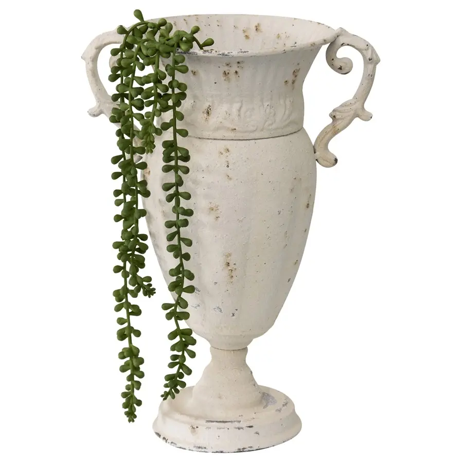 Willow & Silk Metal 36cm 2-Handle Fluted Slim Urn/Flower Pot/Planter