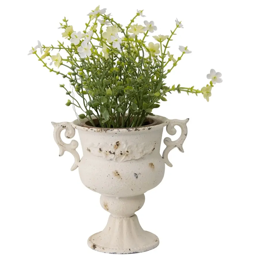 Willow & Silk Metal 18cm 2-Handle White Garden Trophy Pot/Planter Urn