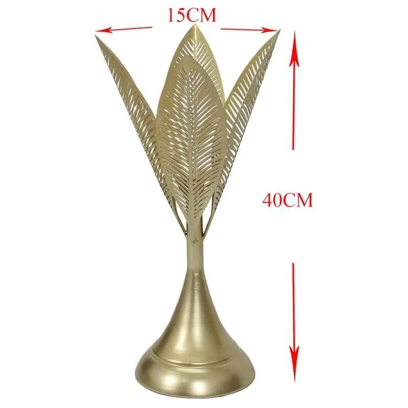 Willow & Silk 40cm Golden Leaves Taper Candle Holder