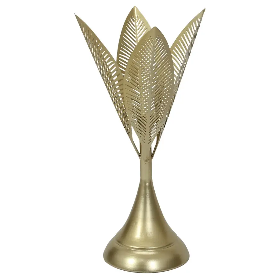 Willow & Silk 40cm Golden Leaves Taper Candle Holder