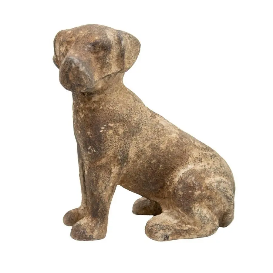 Willow & Silk Brown Sitting Dog Cast Iron 13.5cm Animal Figurine