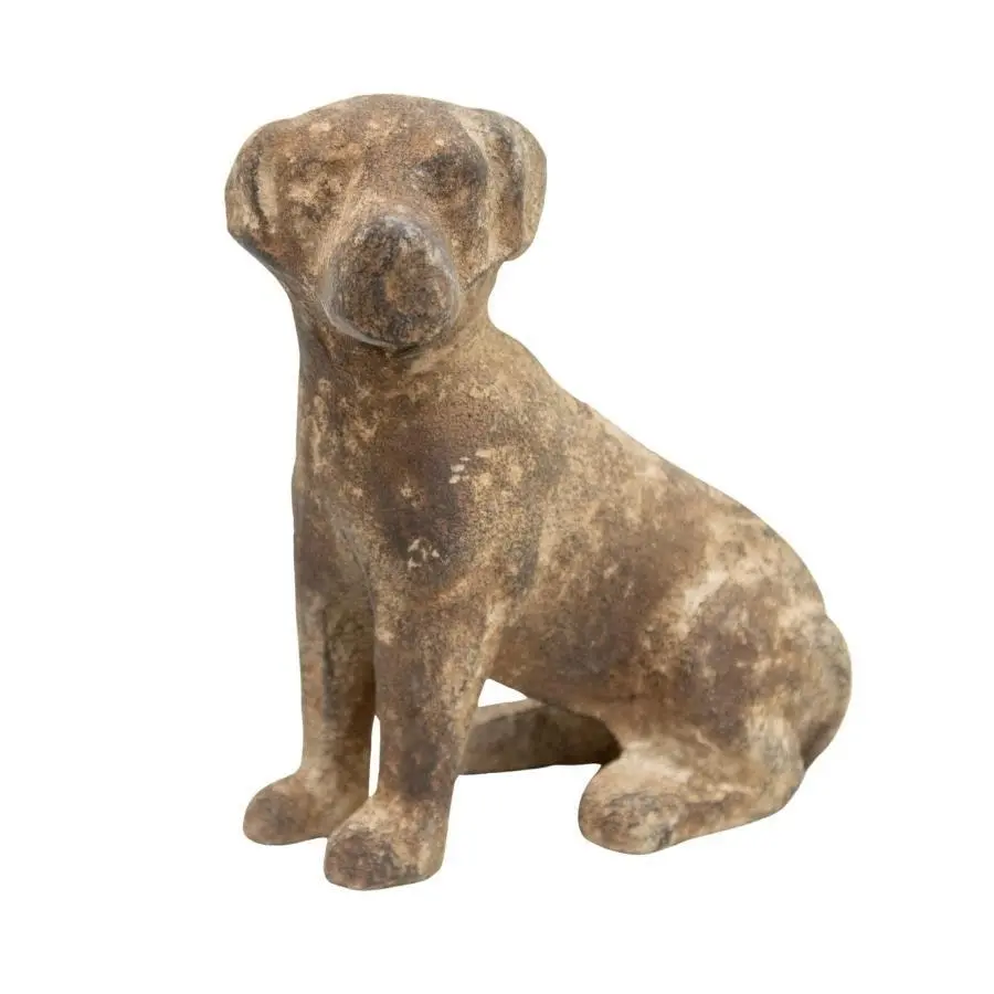 Willow & Silk Brown Sitting Dog Cast Iron 13.5cm Animal Figurine