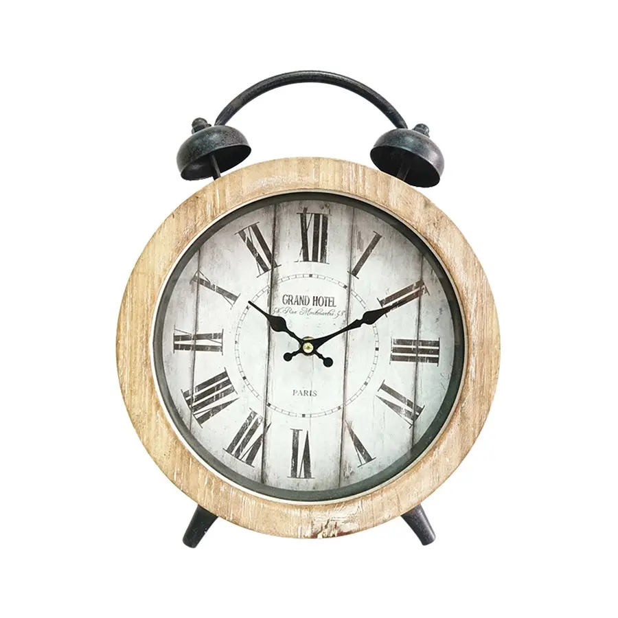 Willow & Silk Vintage Roman 32cm 'Grand Hotel' Table Clock w/Faux Alarm