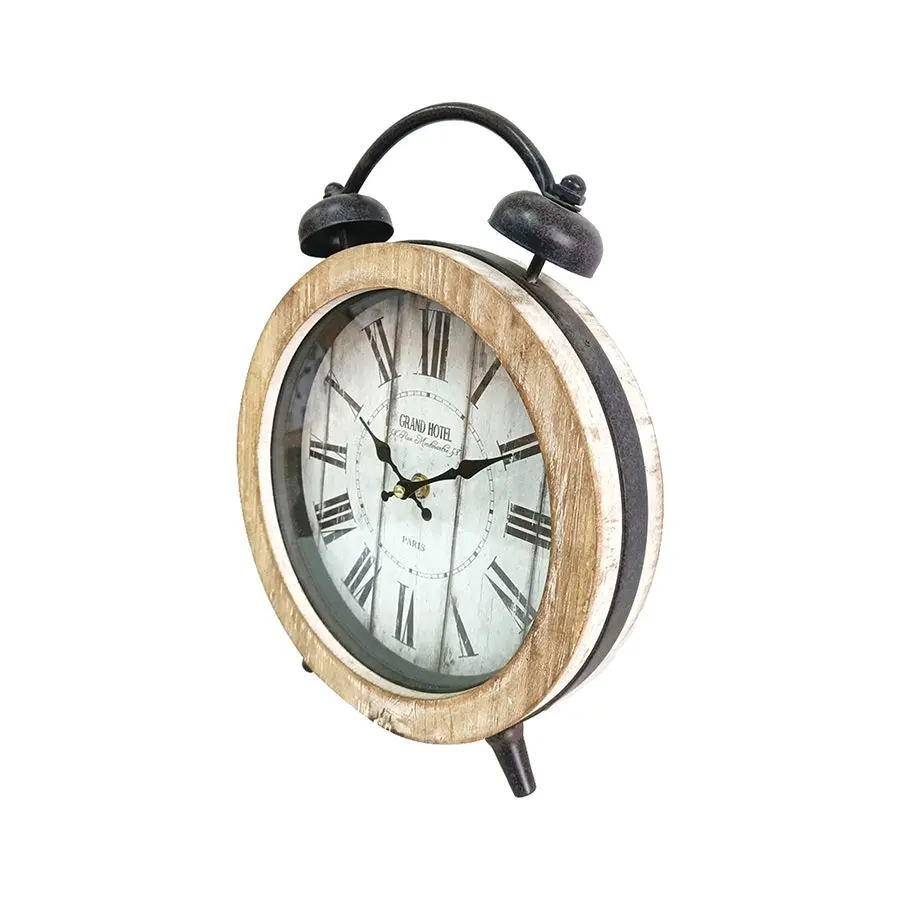 Willow & Silk Vintage Roman 32cm 'Grand Hotel' Table Clock w/Faux Alarm