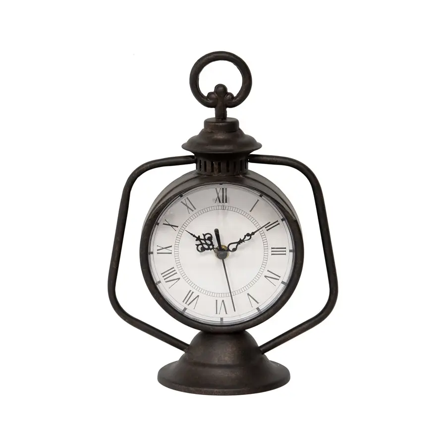 Willow & Silk Metal 30cm Antique Roman Numeral Lantern Table Clock