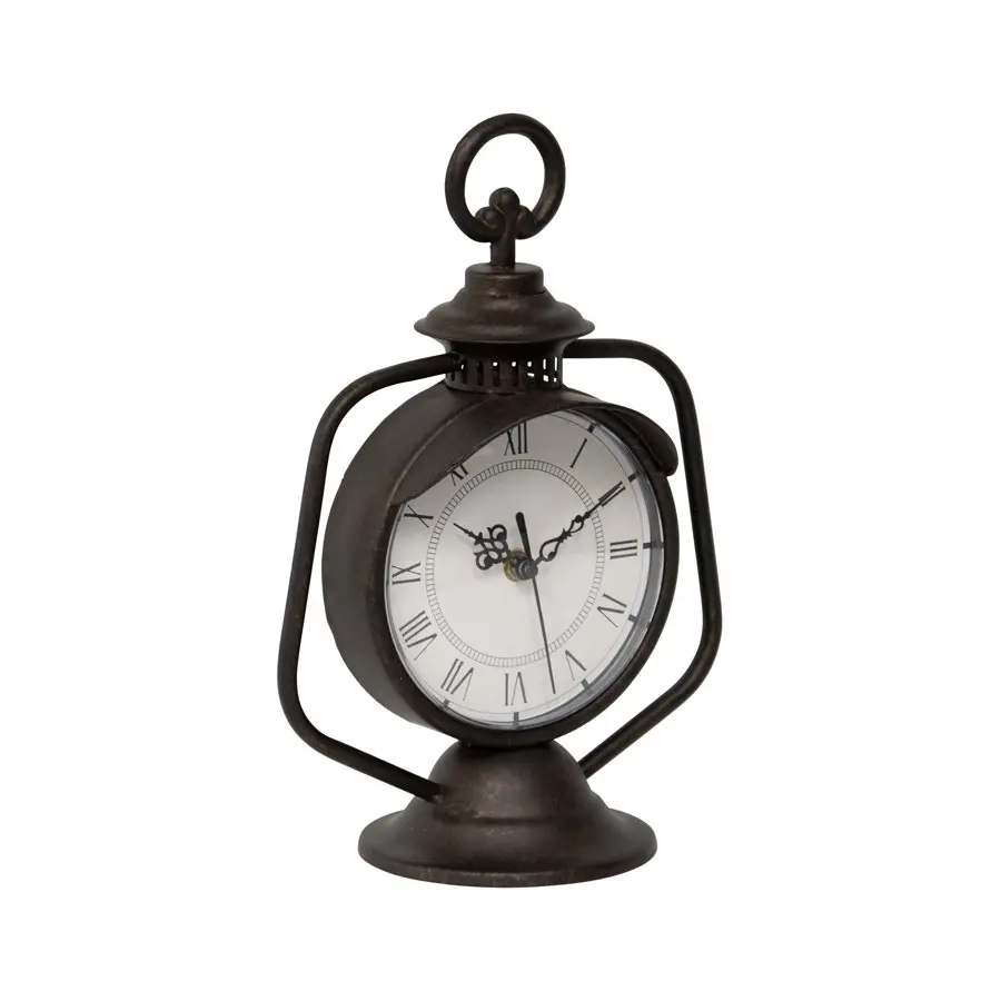 Willow & Silk Metal 30cm Antique Roman Numeral Lantern Table Clock