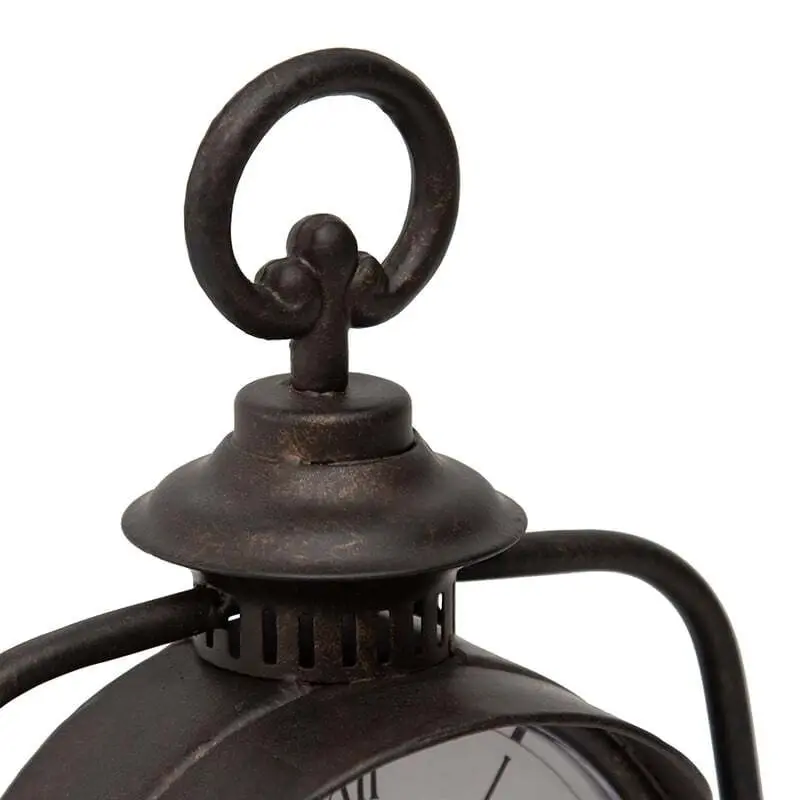 Willow & Silk Metal 30cm Antique Roman Numeral Lantern Table Clock