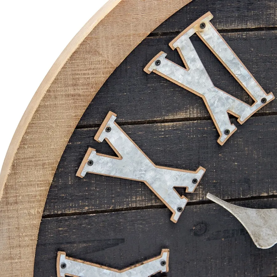 Willow & Silk Wooden/Metal 60cm Roman Numeral Wall Clock