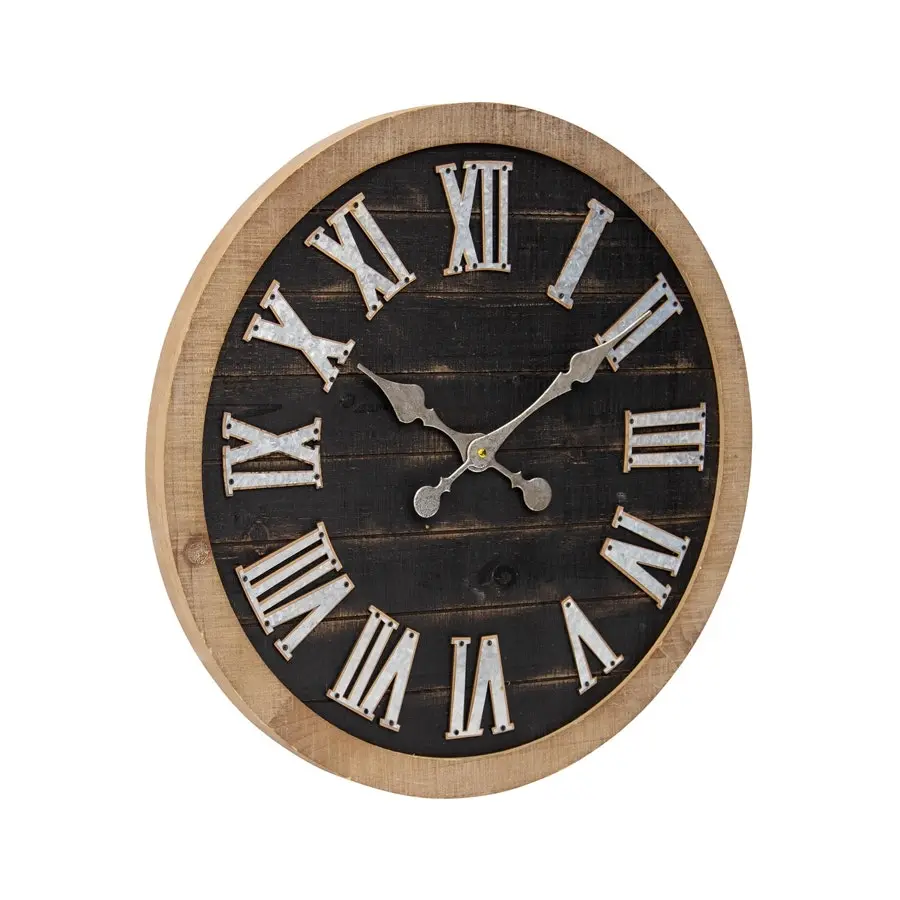 Willow & Silk Wooden/Metal 60cm Roman Numeral Wall Clock