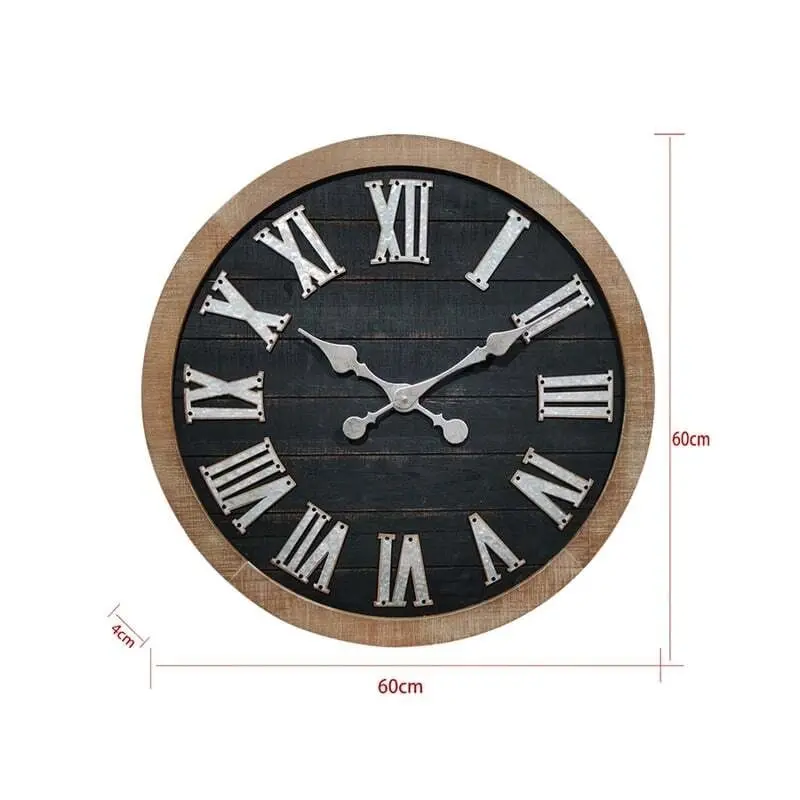 Willow & Silk Wooden/Metal 60cm Roman Numeral Wall Clock