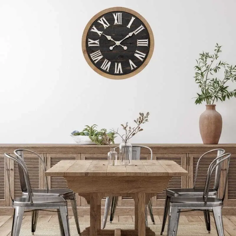 Willow & Silk Wooden/Metal 60cm Roman Numeral Wall Clock