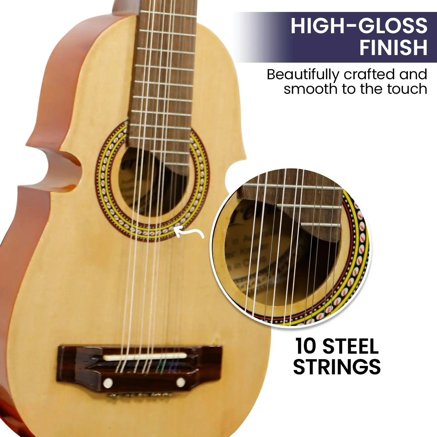 Karrera 25in Cuatro Guitar 10-String Acoustic Guitar - Natural