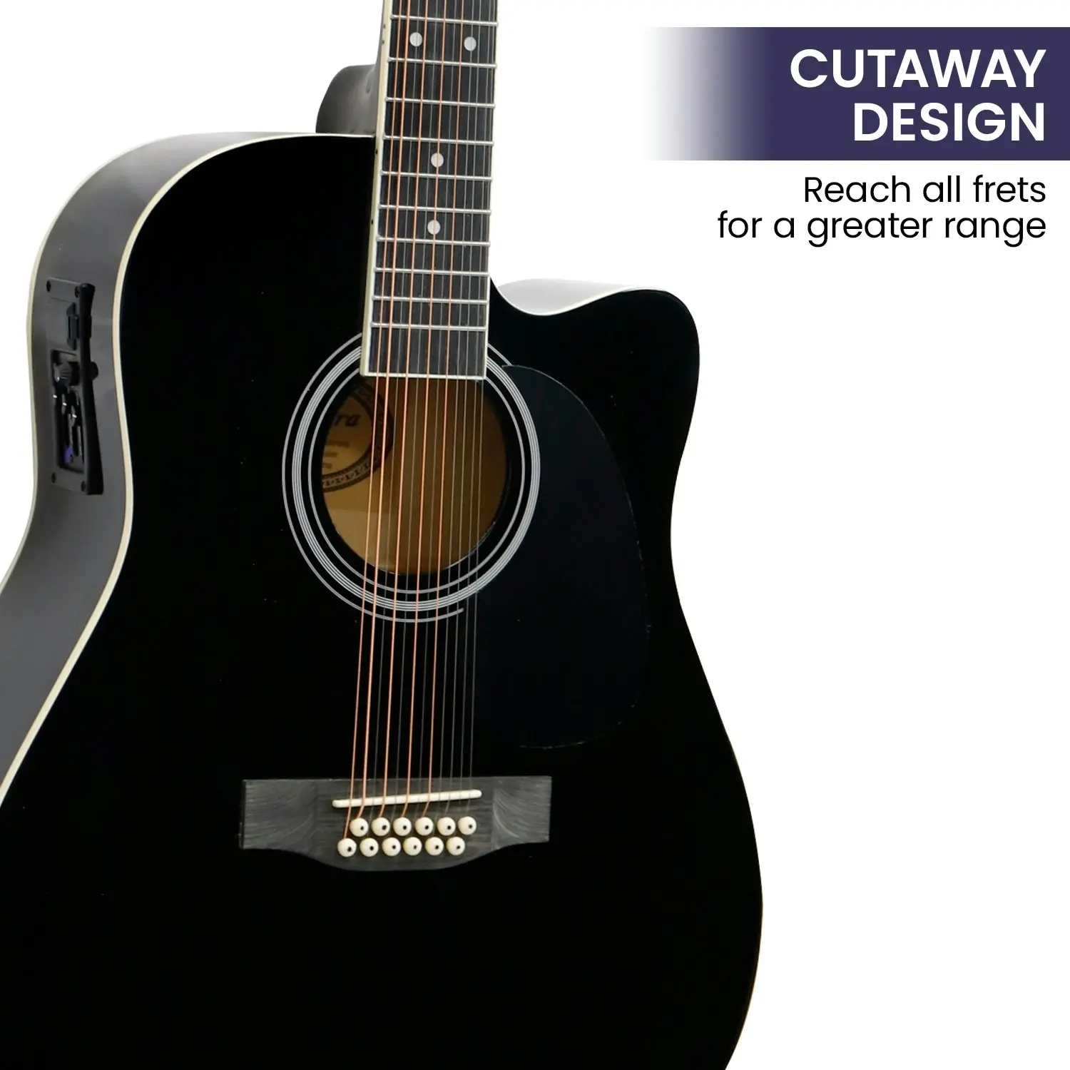 Karrera 12-String Acoustic Guitar with EQ - Black