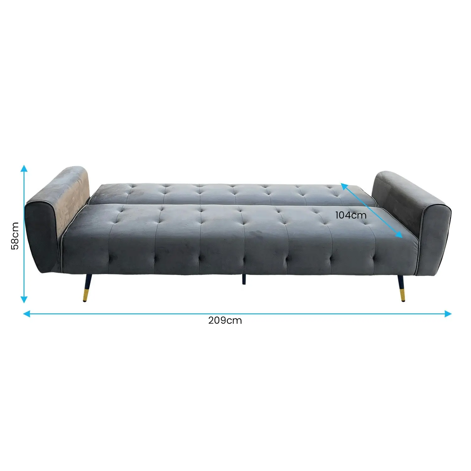 Ava Tufted Velvet Sofa Bed by Sarantino - Dark Grey