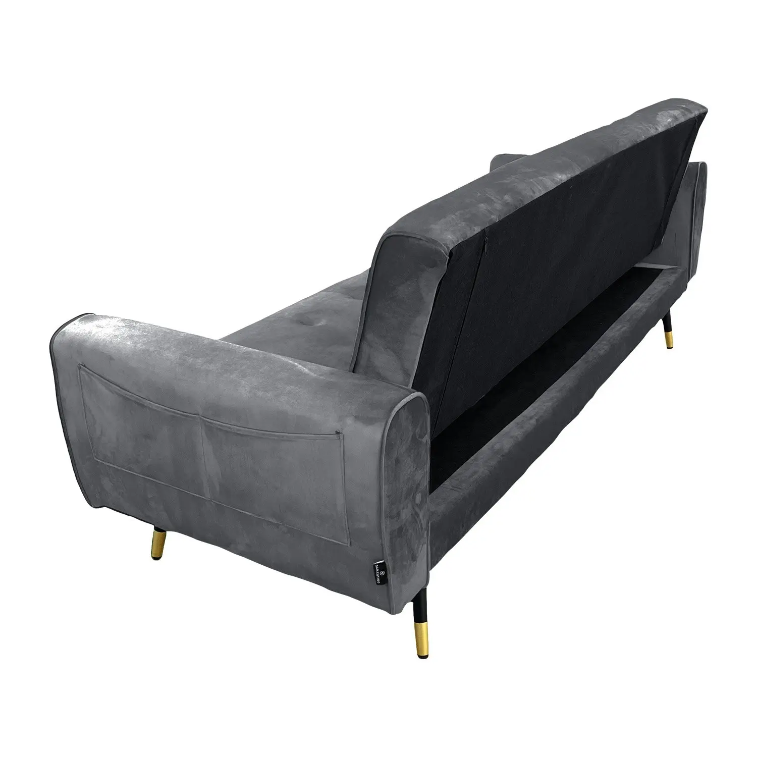 Ava Tufted Velvet Sofa Bed by Sarantino - Dark Grey