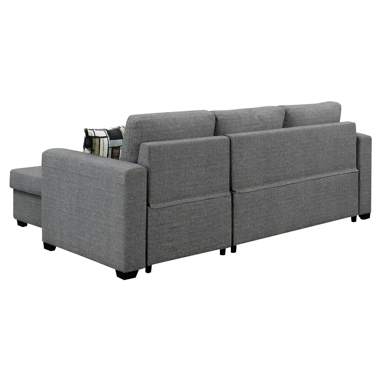 Fontana Grey Pullout Sofa Bed with Storage by Sarantino 3-Seater Corner Sofa Reversible Chaise Lounge