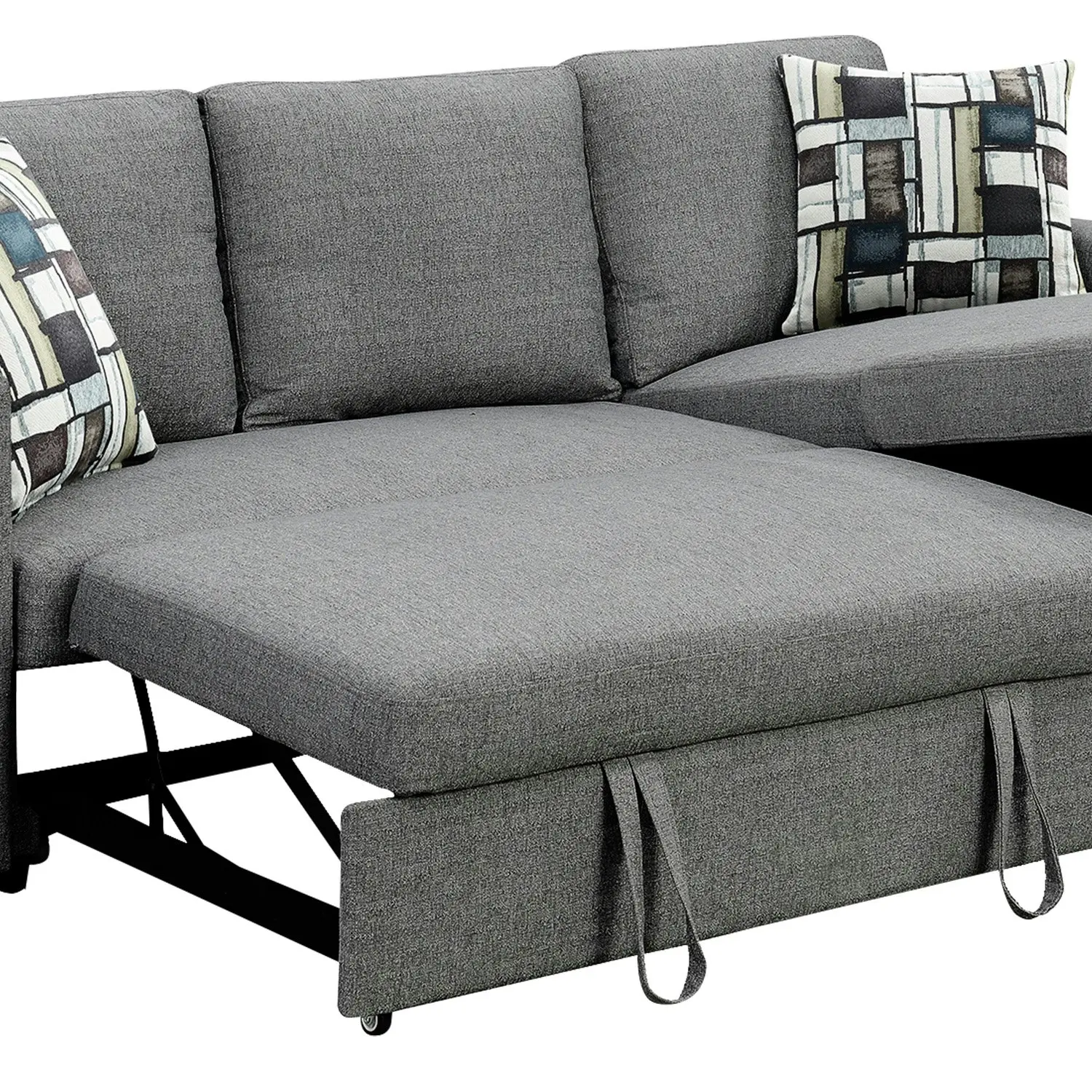 Fontana Grey Pullout Sofa Bed with Storage by Sarantino 3-Seater Corner Sofa Reversible Chaise Lounge