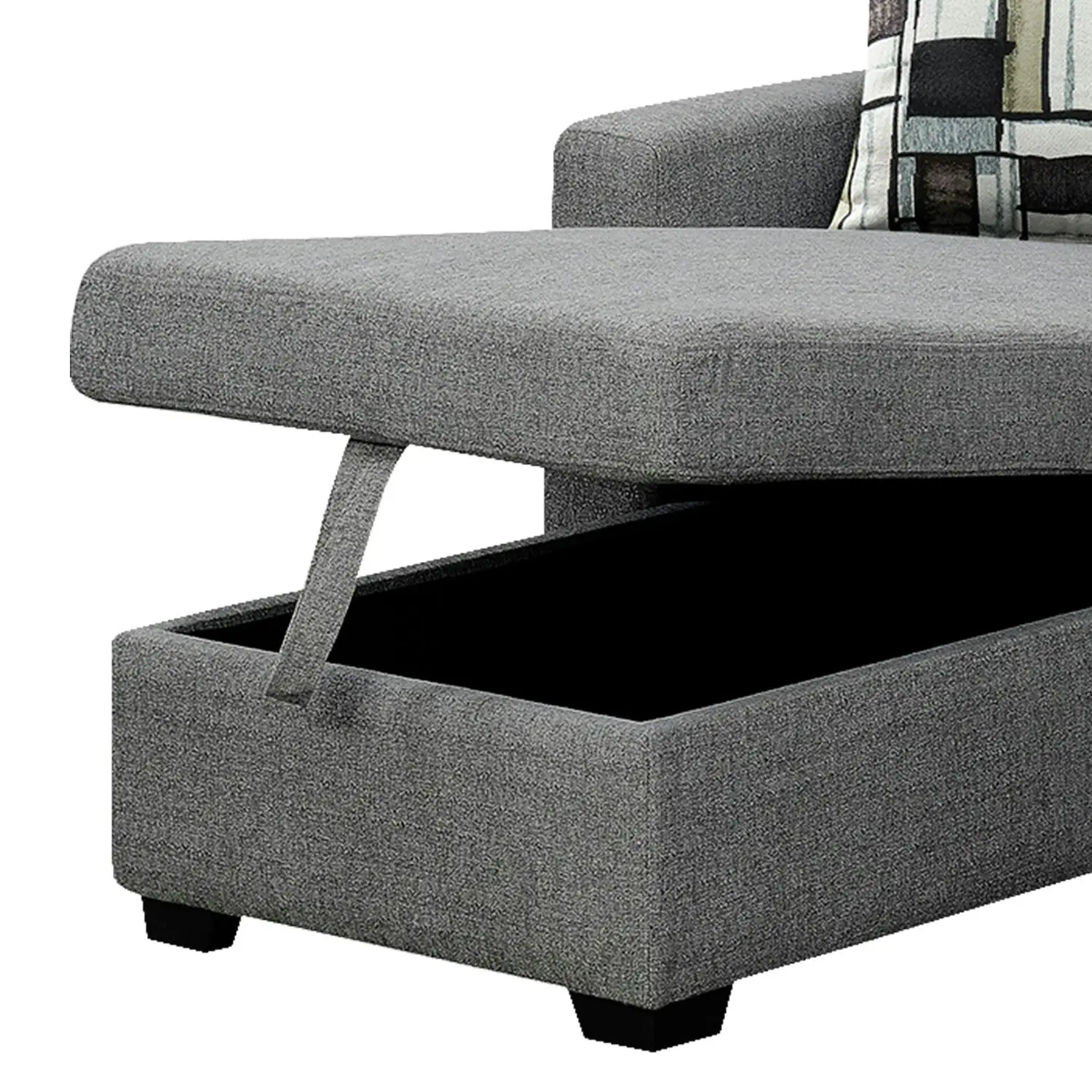 Fontana Grey Pullout Sofa Bed with Storage by Sarantino 3-Seater Corner Sofa Reversible Chaise Lounge