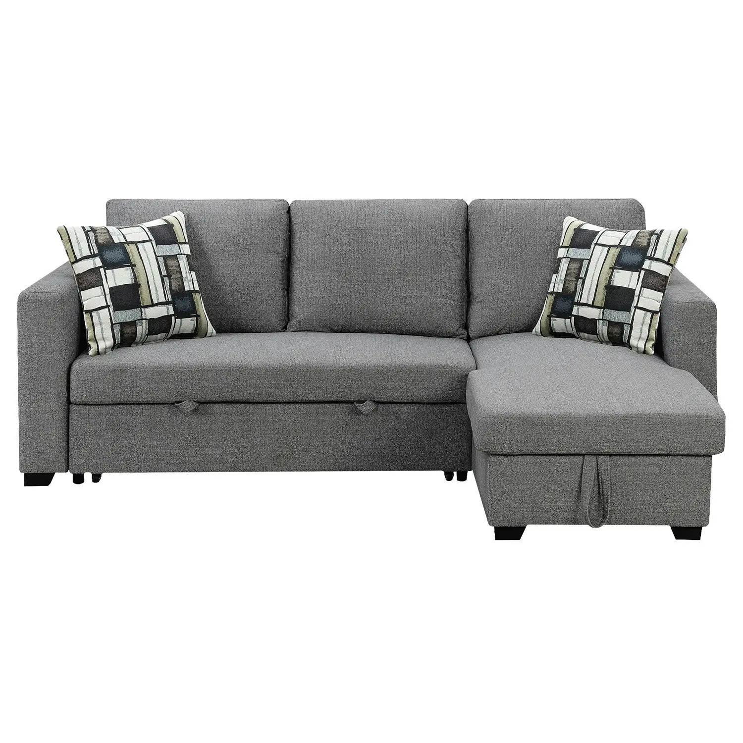 Fontana Grey Pullout Sofa Bed with Storage by Sarantino 3-Seater Corner Sofa Reversible Chaise Lounge