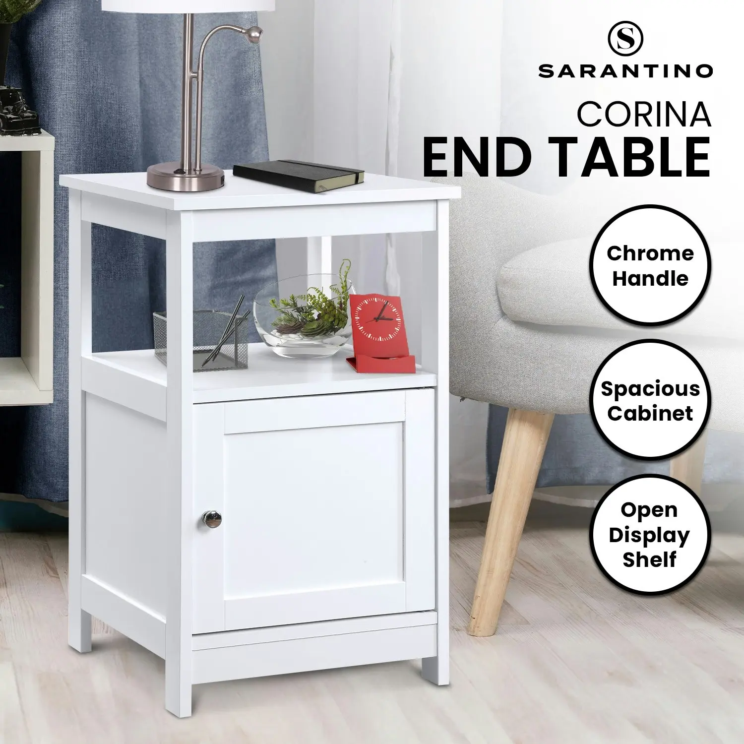 Sarantino Corina End Table With Door Cabinet