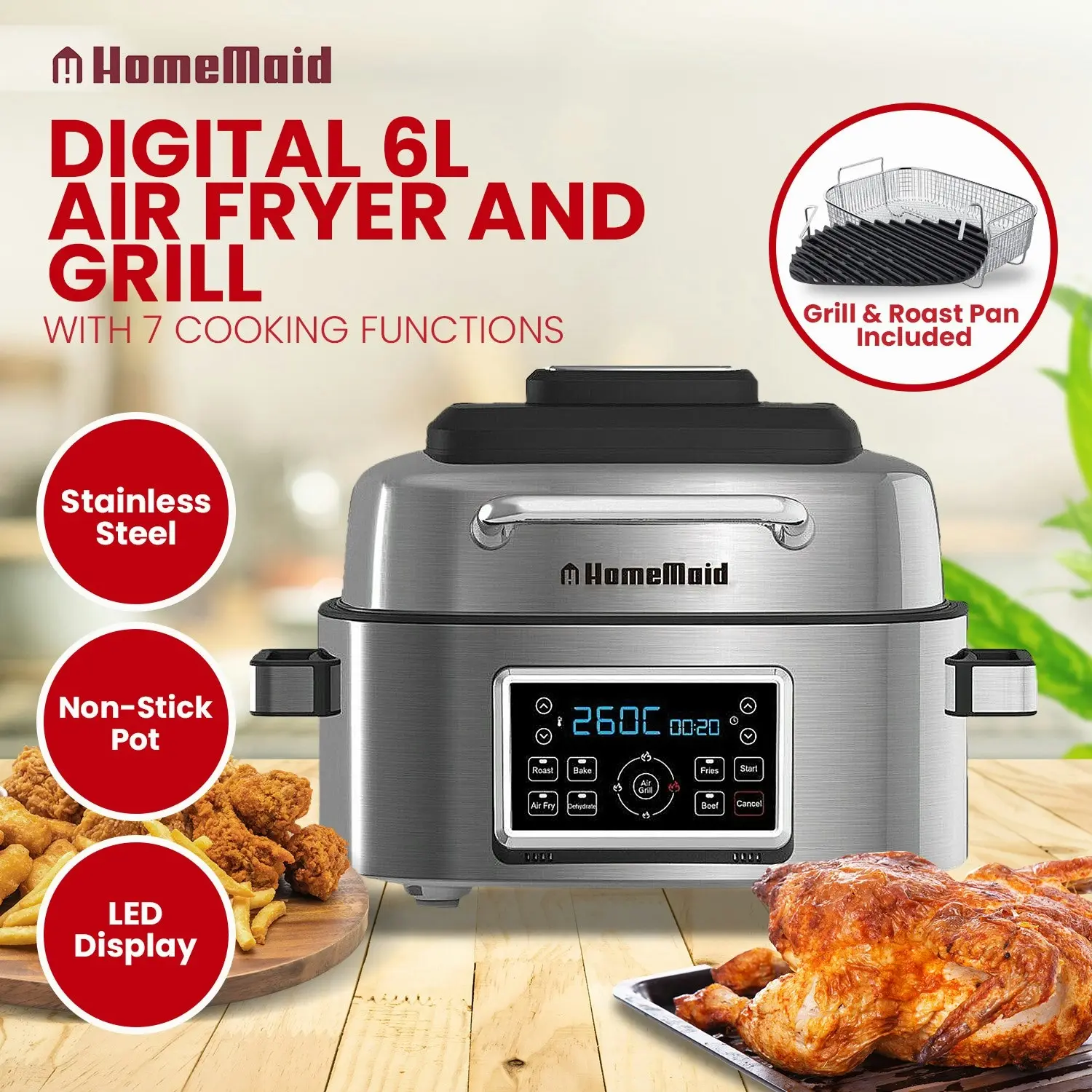 Homemaid Digital 6L Air Fryer and Grill