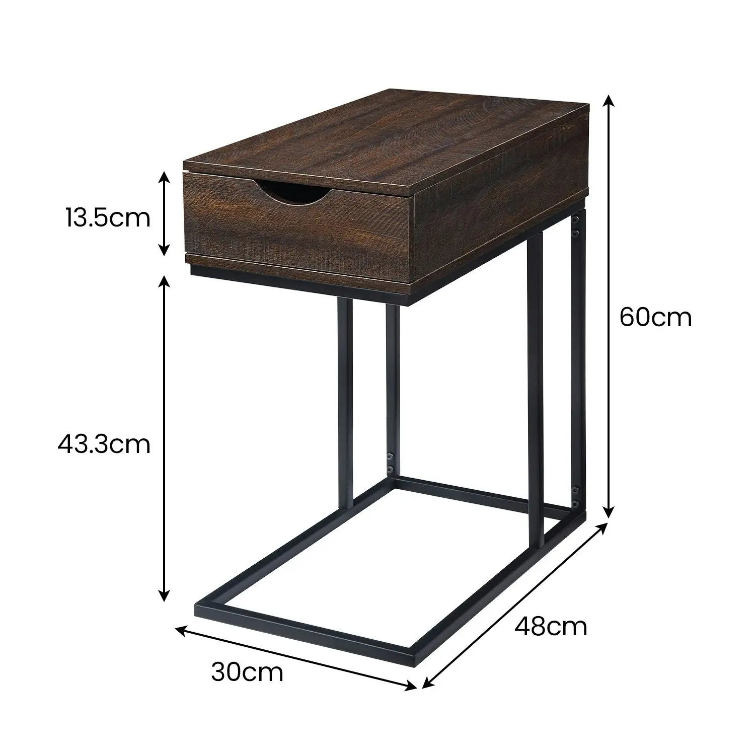 Sarantino C-Shaped Drawer Side Table