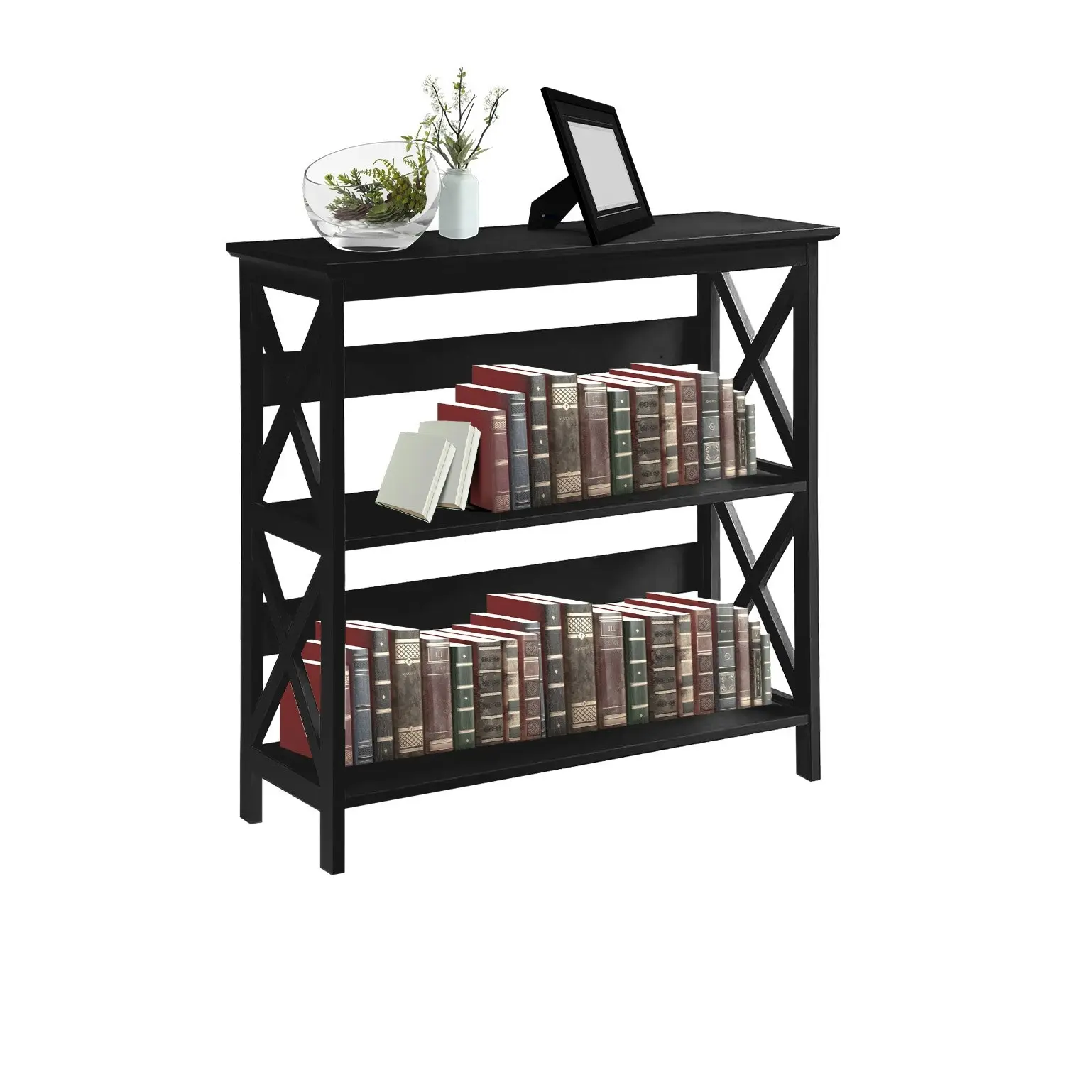 Sarantino Lucas 3-Tier Bookshelf - Black