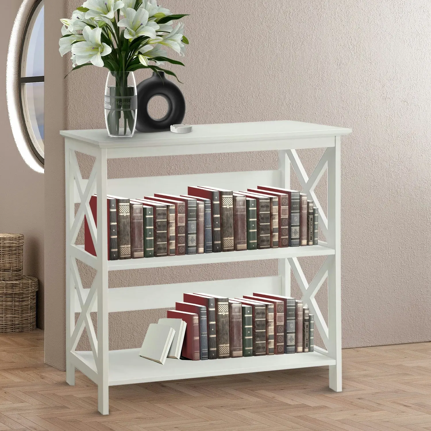 Sarantino Lucas 3-Tier Bookshelf Display Rack - White