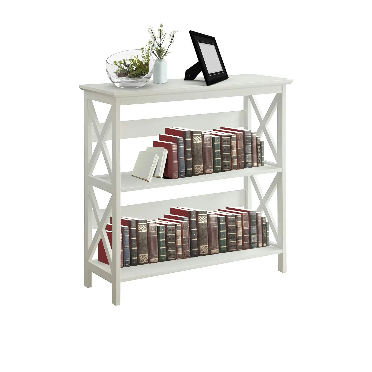 Sarantino Lucas 3-Tier Bookshelf Display Rack - White