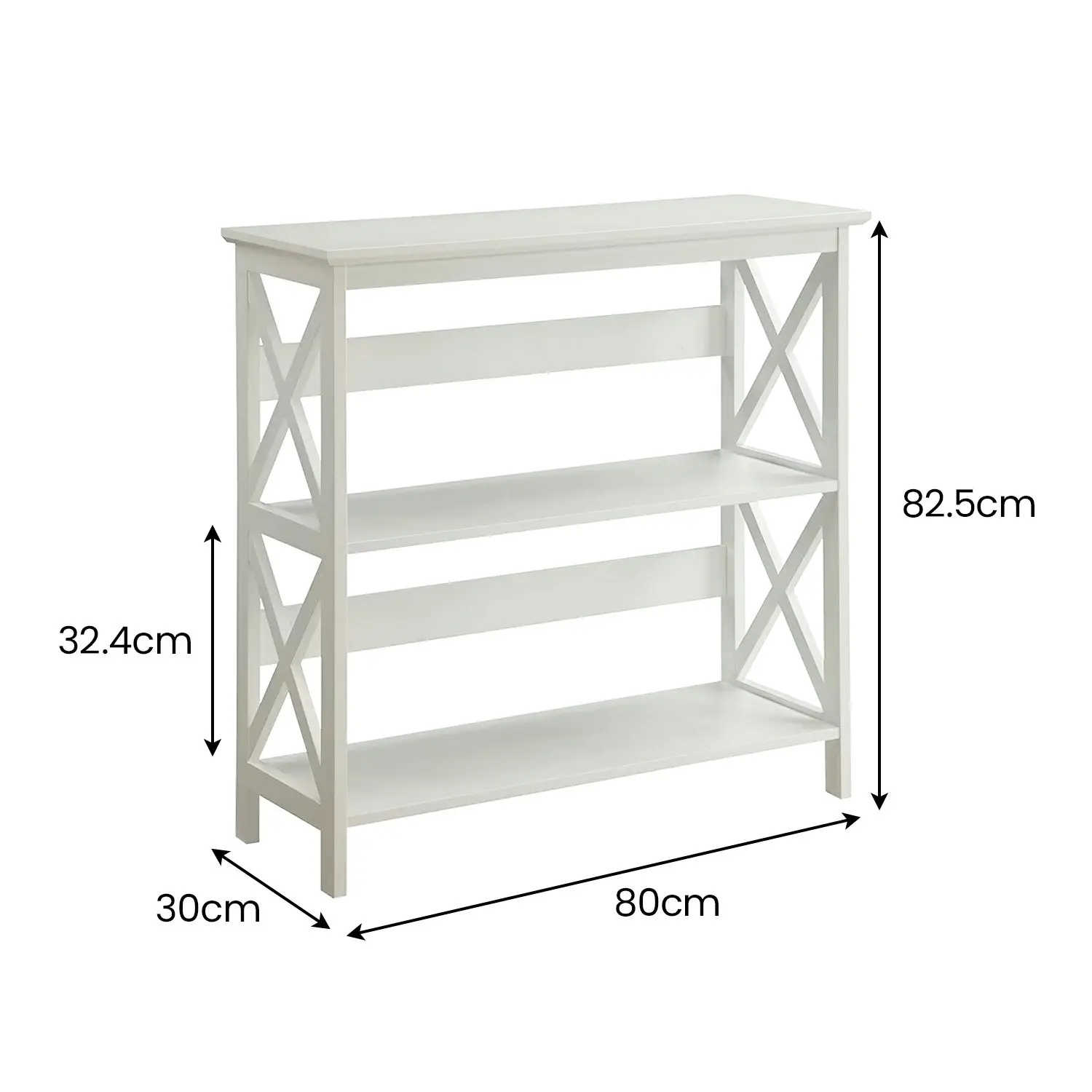 Sarantino Lucas 3-Tier Bookshelf Display Rack - White