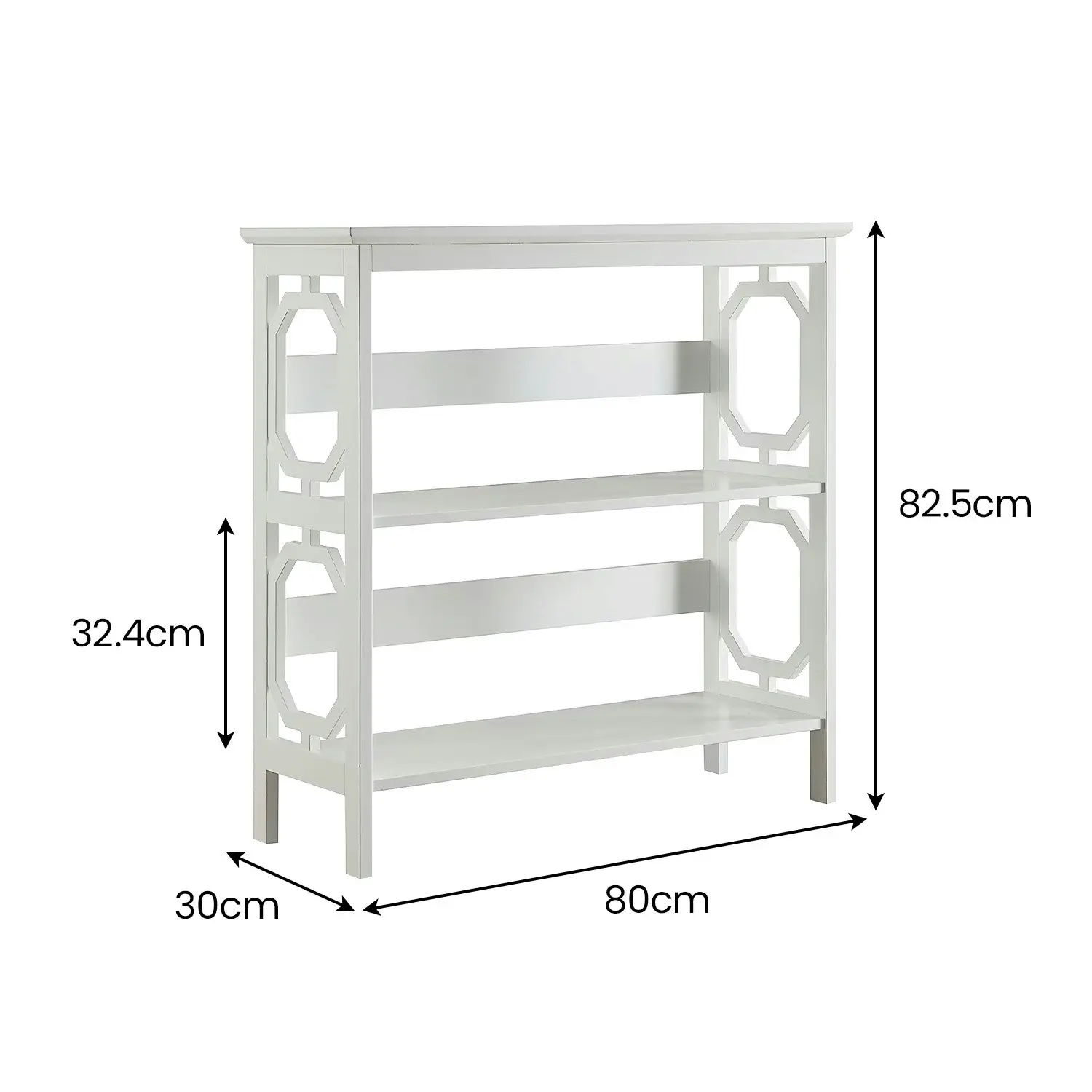 Sarantino Laurel 3-Tier Bookshelf Display Rack- White