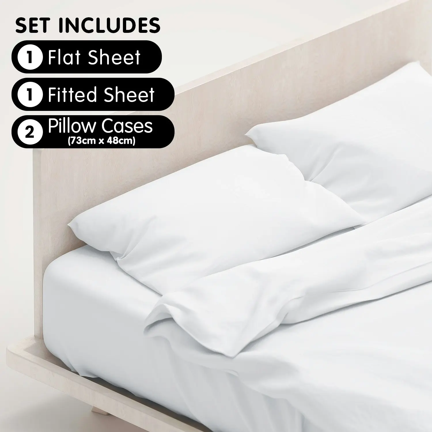 Cotton microfibre 1000TC 4pc Queen sheet set - White