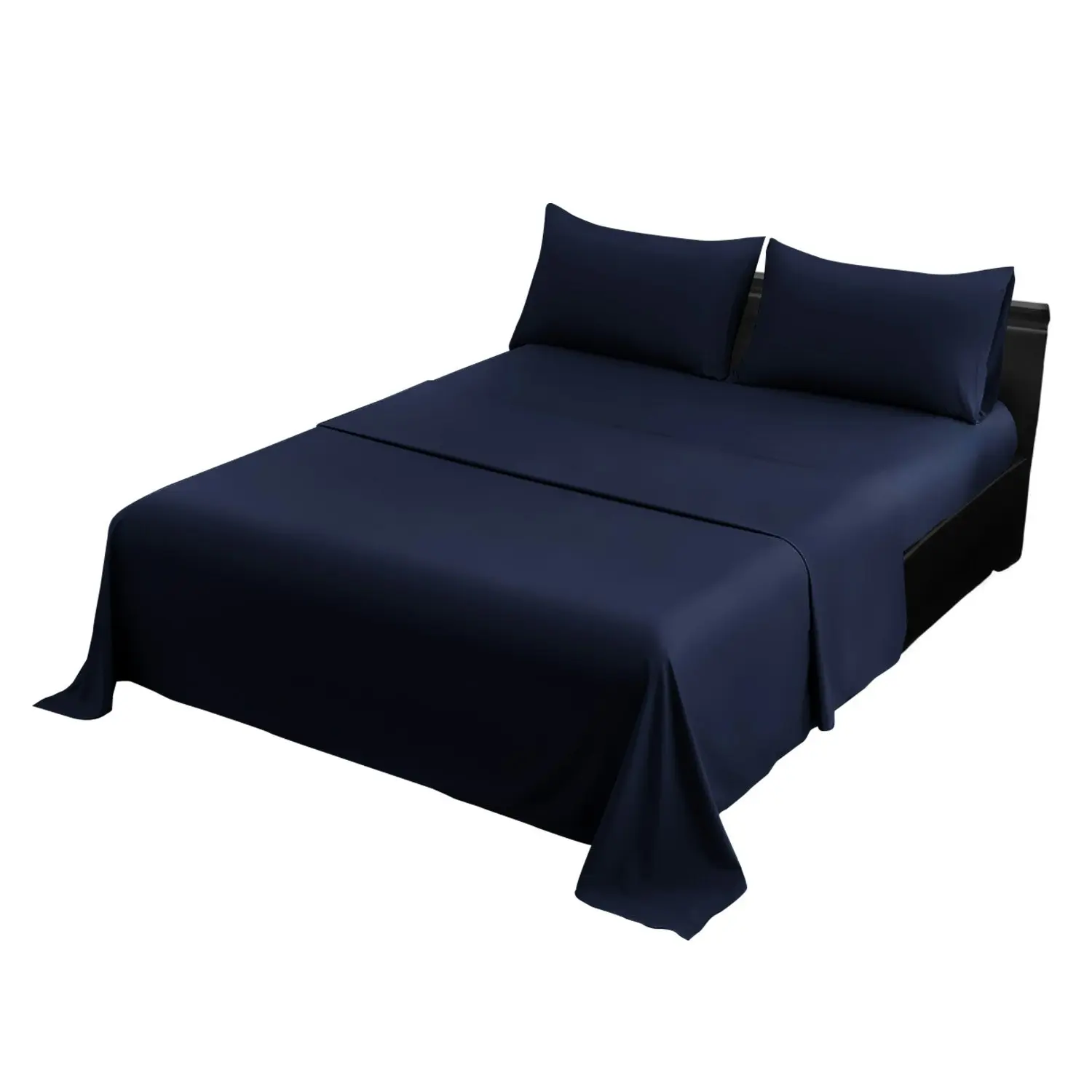 4pc 1000 Thread Count Cotton Rich Queen Bed Sheet Set CVC Microfibre Blend - Navy