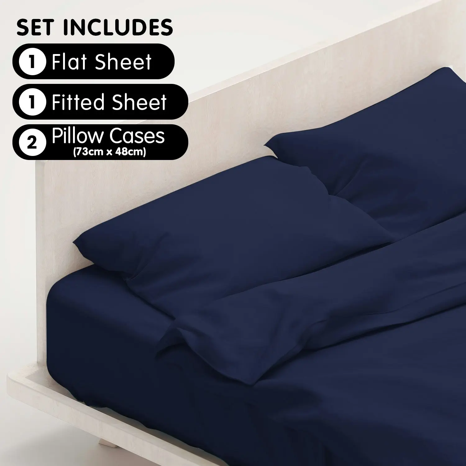 4pc 1000 Thread Count Cotton Rich Queen Bed Sheet Set CVC Microfibre Blend - Navy