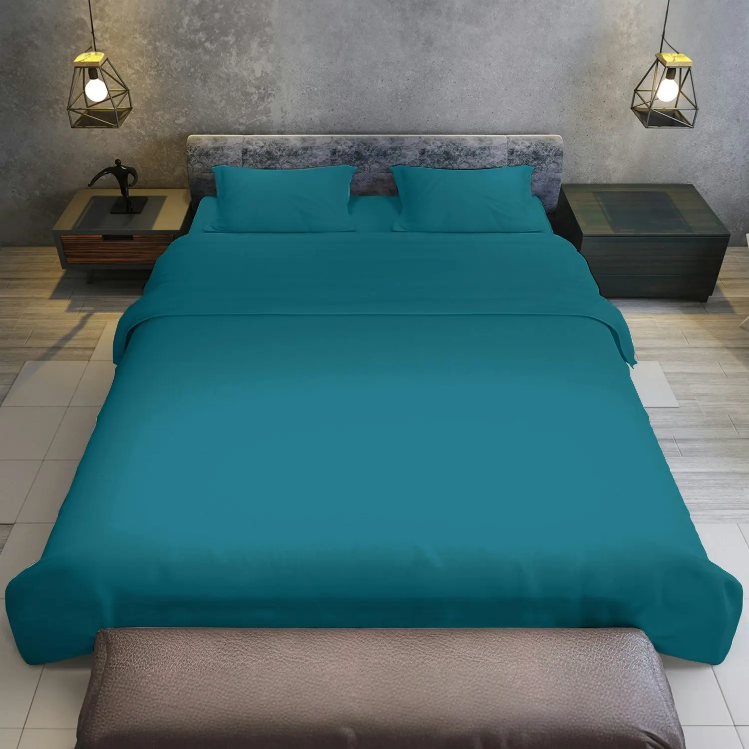 1000 Thread Count Cotton Rich Queen Bed Sheets 4-Piece Set - Teal