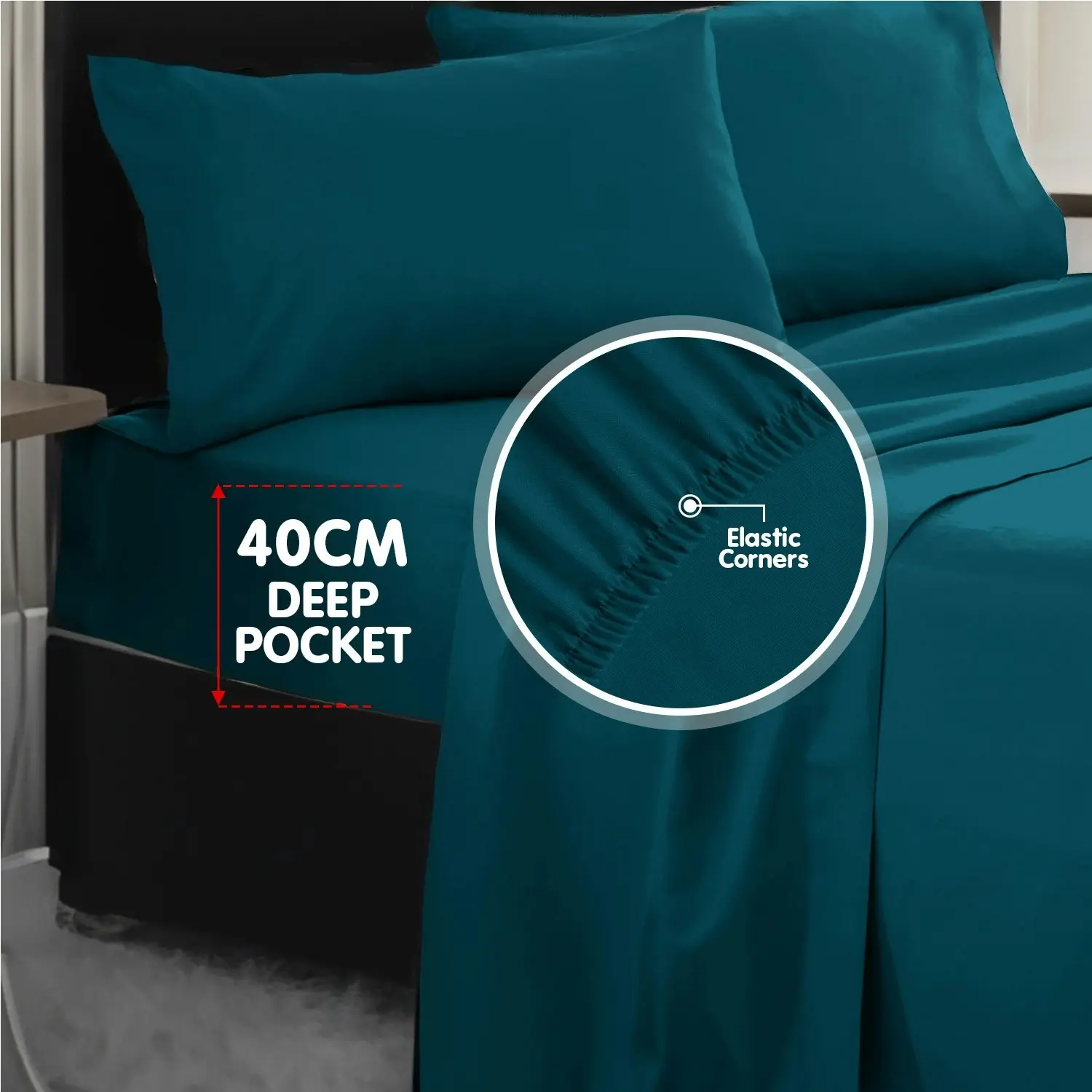 1000 Thread Count Cotton Rich Queen Bed Sheets 4-Piece Set - Teal