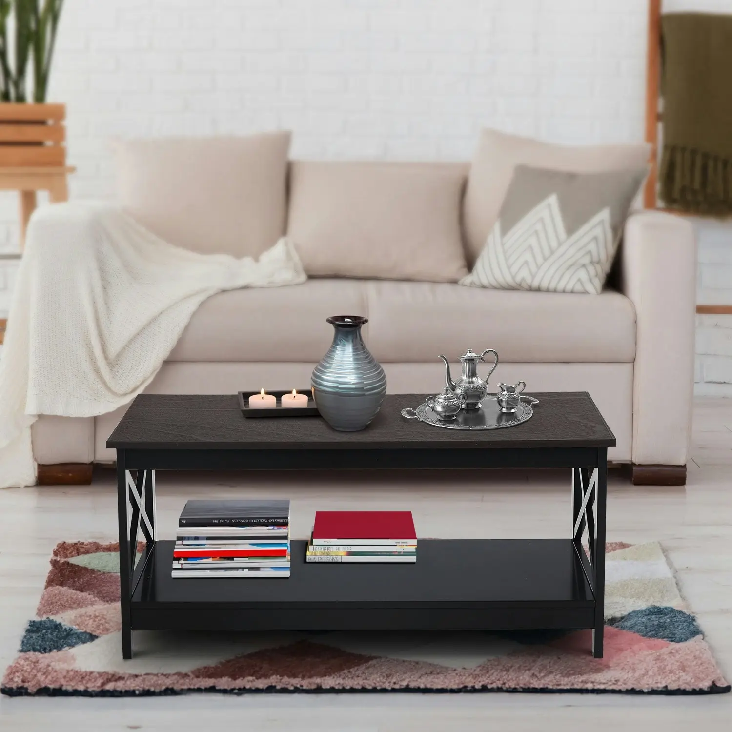 Sarantino Irene Black Cross Coffee Table