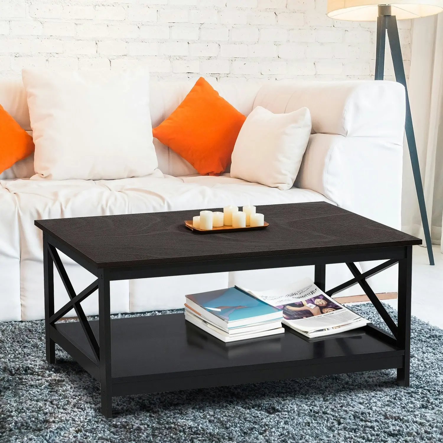 Sarantino Irene Black Cross Coffee Table