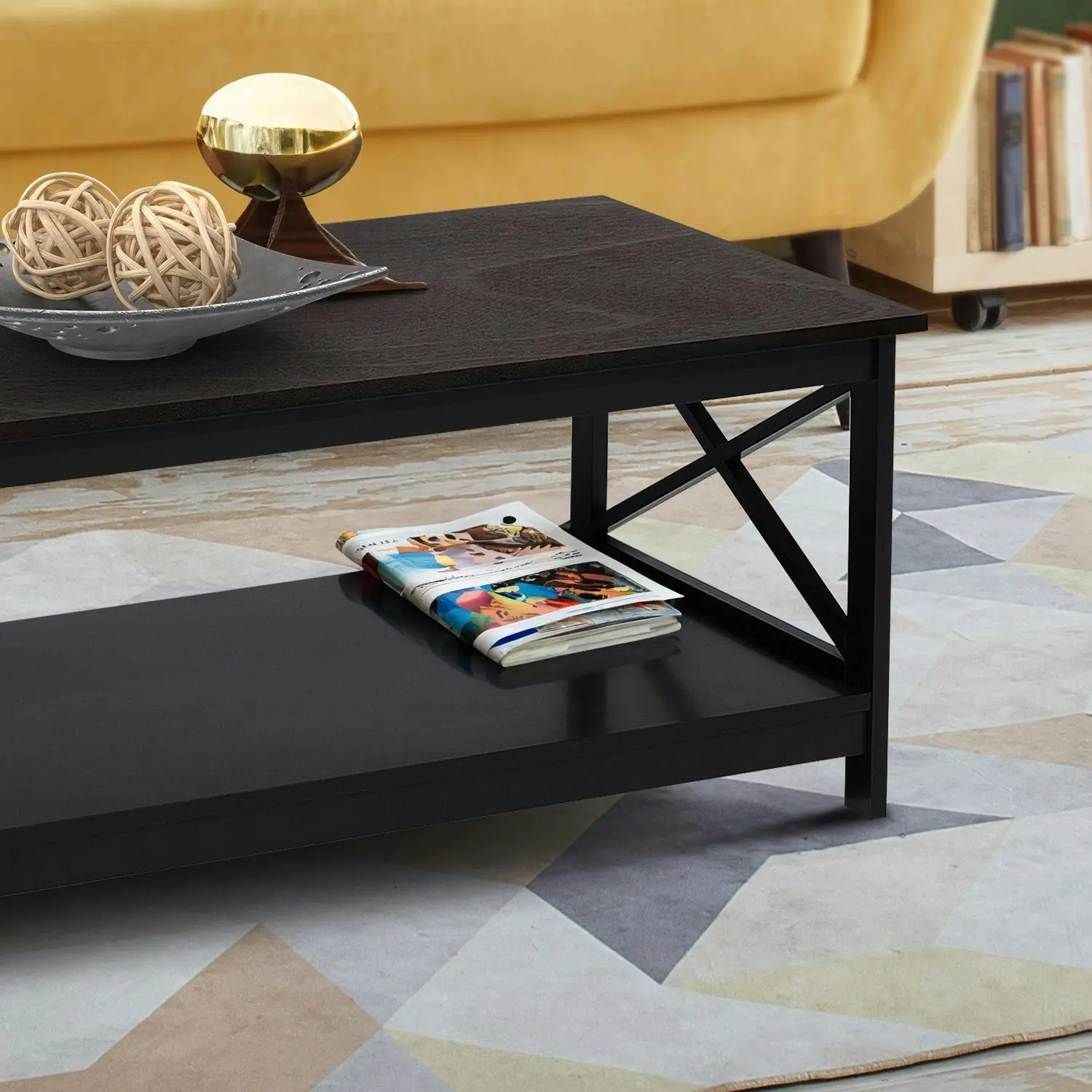 Sarantino Irene Black Cross Coffee Table