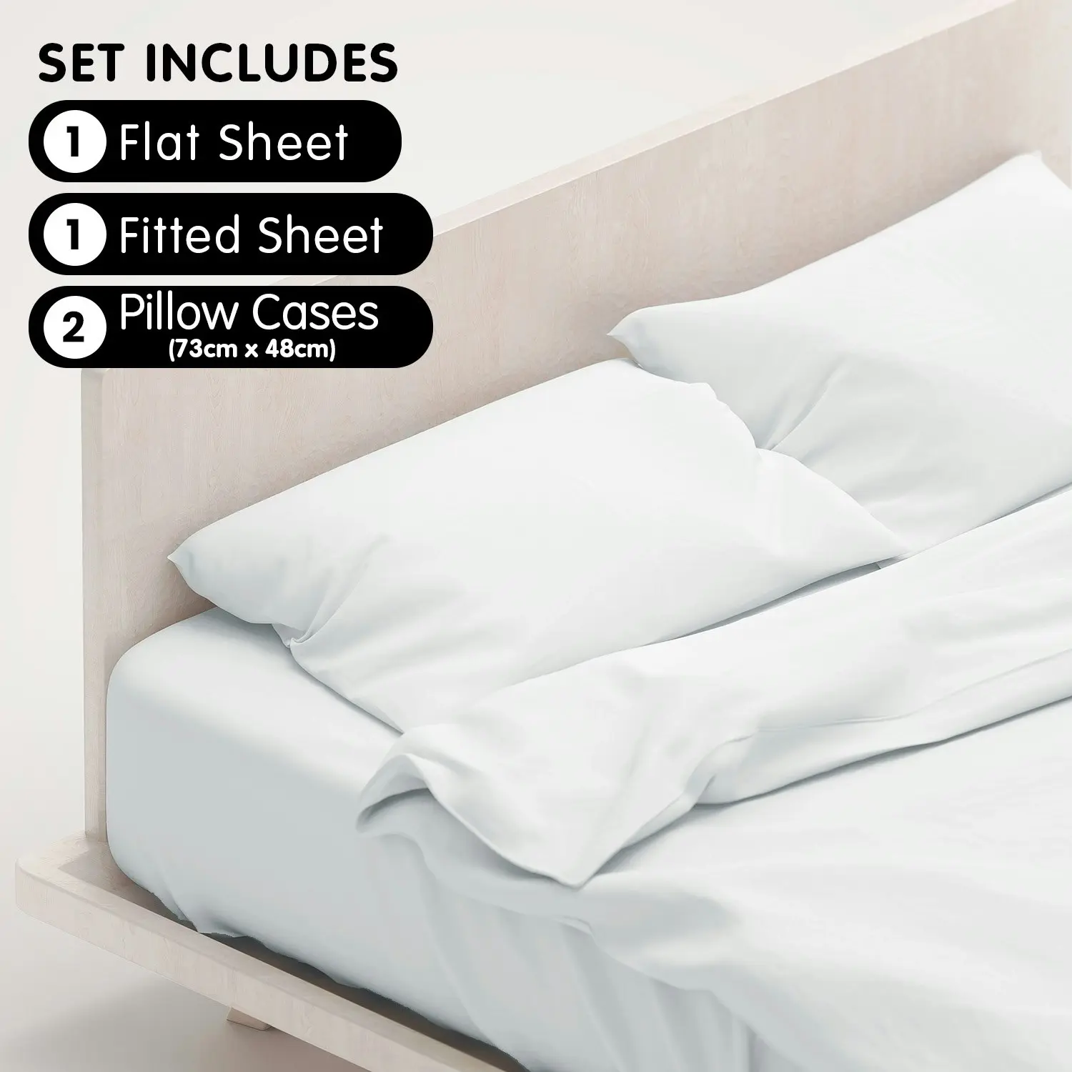 1000 Thread Count Cotton Rich Queen Bed Sheets 4-Piece Set - Pale Blue