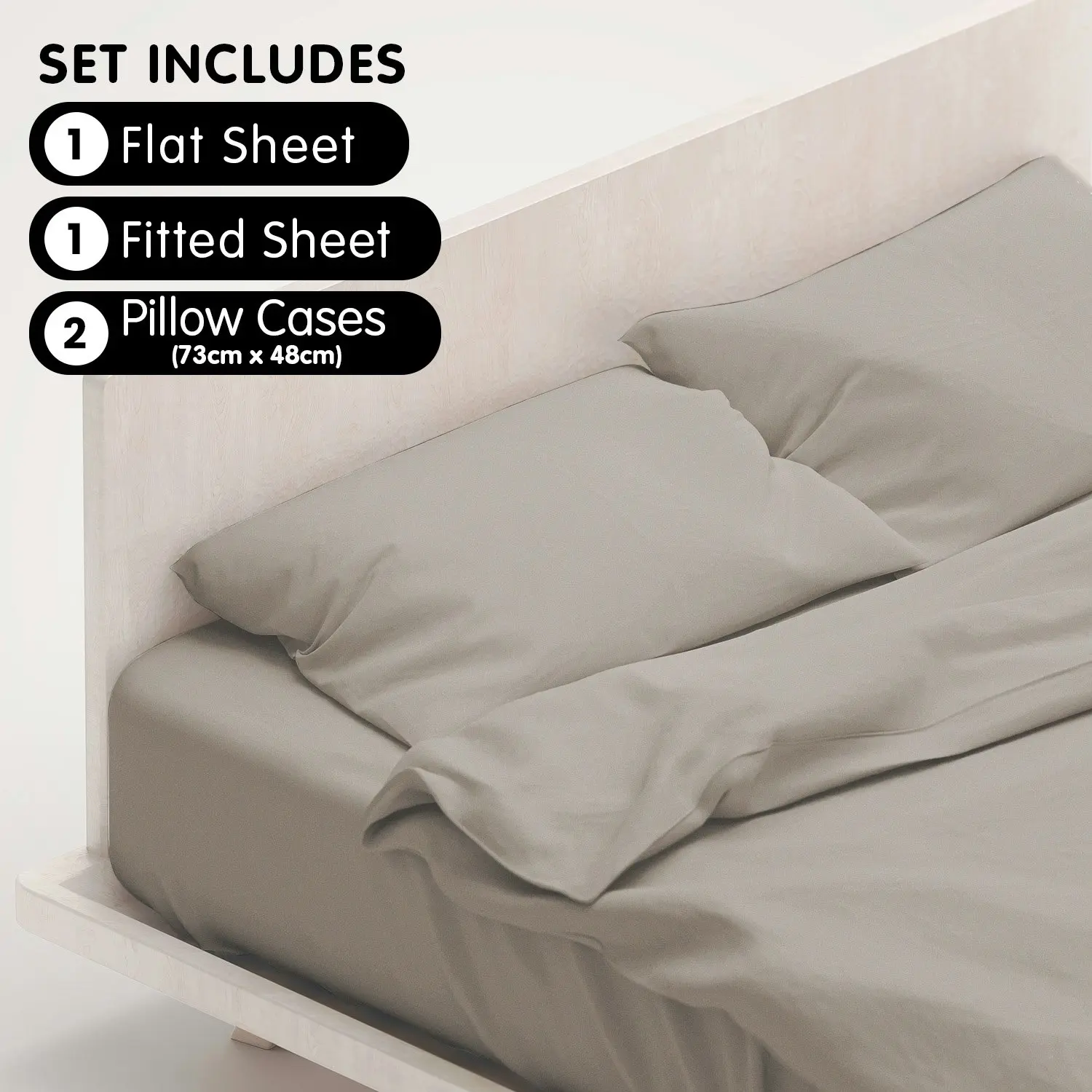 4pc 1000 Thread Count Cotton Rich King Bed Sheet Set CVC Microfibre Blend - Silver