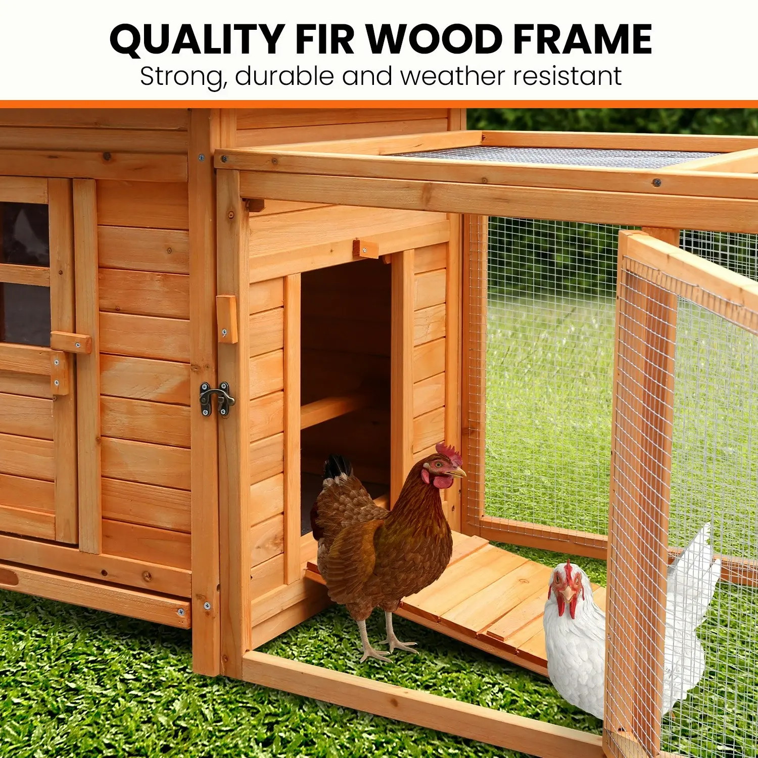 Furtastic Large Wooden Chicken Coop Rabbit Hutch Nesting Box Fir Wood