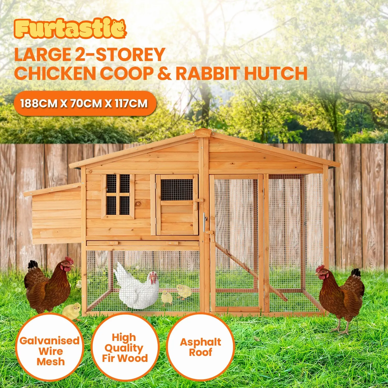 Furtastic Large Chicken Coop & Rabbit Hutch With Ramp