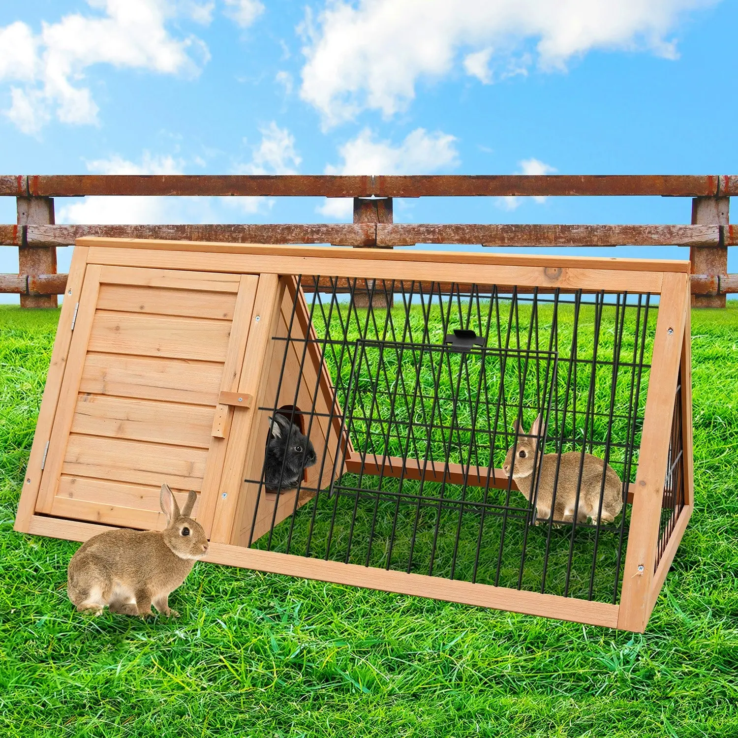 Furtastic Triangle Wooden Rabbit Hutch