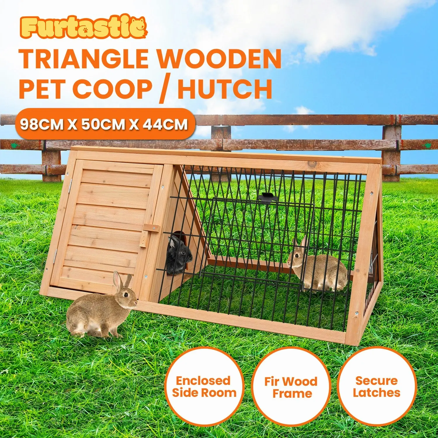 Furtastic Triangle Wooden Rabbit Hutch