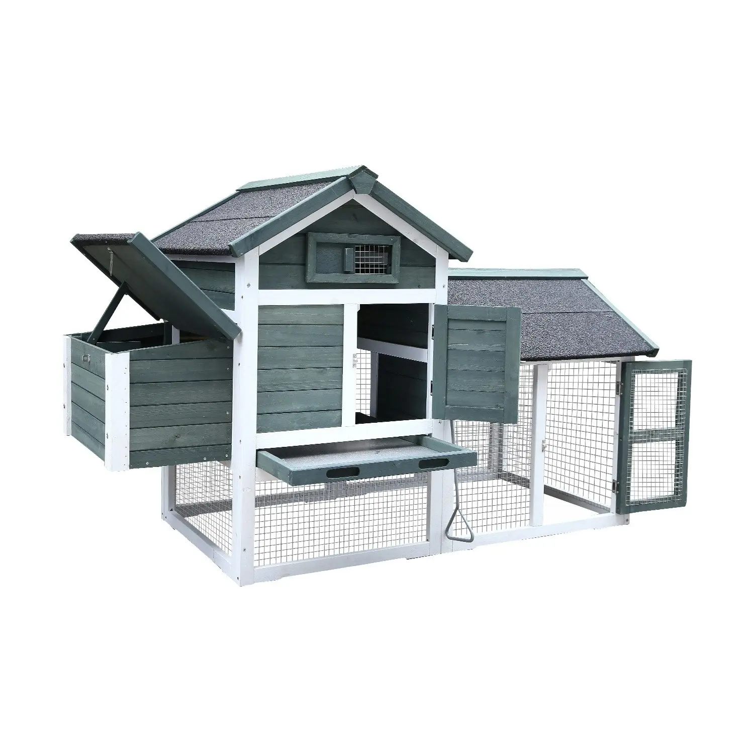 Furtastic Large Chicken Coop & Rabbit Hutch With Ramp - Green